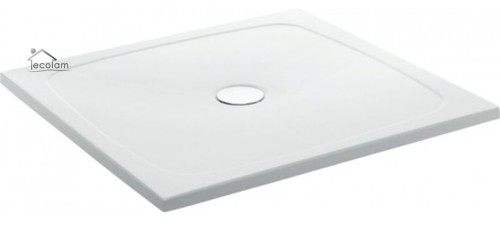 ECOLAM® Duschwanne Flach Quadratisch 80x80 Cm | Acryl Weiß Mit Schürze | Inkl. Siphon & Silikon | 5 Cm Tiefe