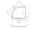 Duschwanne Viertelkreis mit Abdeckplatte 90 x 90 x 4,5 cm Axim abmessung