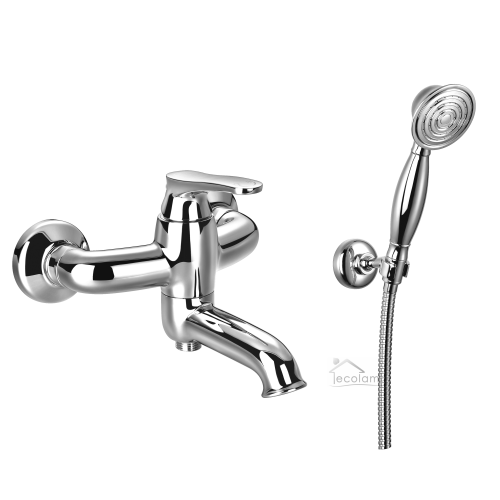Badewannenarmatur Wandarmatur Armatur mit Handbrause Chrom Retro ART DECO