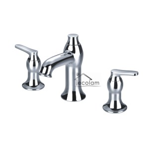 Waschtischarmatur 3-Loch Waschbecken Armatur Art Deco Retro Chrom