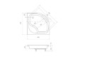 Duschwanne Viertelkreis Diper I mit Sitz 80x80 x 38,5 x 24 cm R55