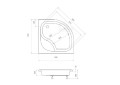 Duschwanne Viertelkreis Diper I mit Sitz 90x90 x 38,5 x 24 cm R55