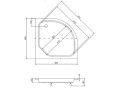 Duschwanne Viertelkreis Diper II 80x80 x 28,5 x 15 cm R55