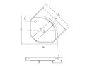 Duschwanne Viertelkreis Diper II 90x90 x 28,5 x 15 cm R55