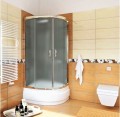 Duschkabine für tiefe Duschwanne Viertelkreis Strukturglas 80 x 80 x 170 cm R55 Stylio