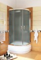 Duschkabine für tiefe Duschwanne Viertelkreis Strukturglas 80 x 80 x 170 cm R55 Stylio
