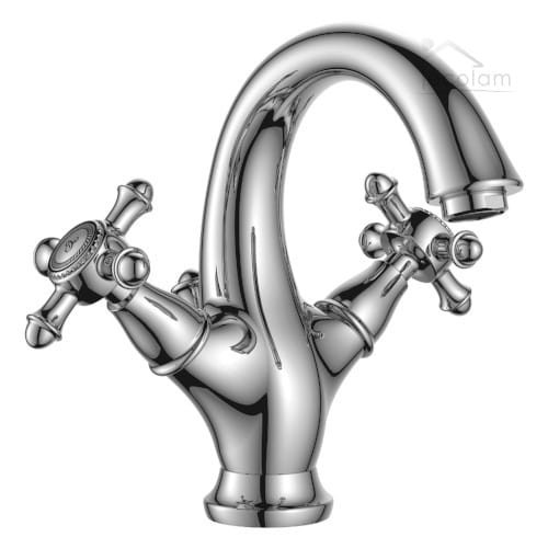 Waschtischarmatur Bad Wasserhahn Armatur Waschbecken Kreuzgriffe Retro Vintage