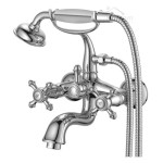 Set Wannenarmatur Badewanne Armatur Handbrause Halter Kreuzgriff Retro Nostalgie