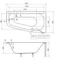 Badewanne Eckbadewanne Luna 150x80 cm rechts