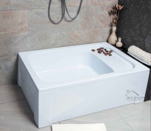 tiefe Duschwanne Rechteck 120 x 80 x 26 x 40,5 cm mit Sitz Roni