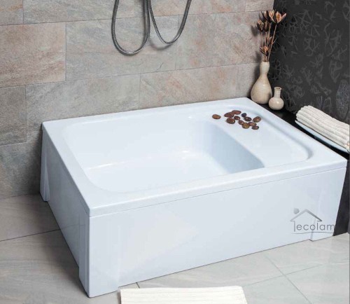tiefe Duschwanne Rechteck 120 x 80 x 26 cm mit Sitz