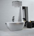 Freistehende Badewanne 160 x 70 cm Ablauf Click Clack Mineralguss Goya Design silbern silver glamour Luxus