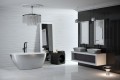 Freistehende Badewanne 160 x 70 cm Ablauf Click Clack Mineralguss Goya Design silbern silver glamour Luxus