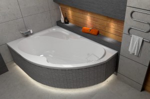 Badewanne Eckbadewanne Wela 150x100 cm links + Ablauf Viega optional: Led-Verkleidung