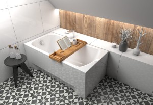Badewanne Rechteck Classic 160 x 70 cm Ablage Badewannenbrett Bambus
