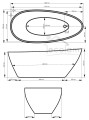 Freistehende Badewanne 160 x 70 cm Ablauf Click Clack Mineralguss Goya Abmessung