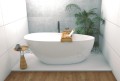 Freistehende Badewanne 160 x 70 cm Ablauf Click Clack Mineralguss Goya - Bambus Ablage