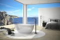Freistehende Badewanne 160 x 70 cm Ablauf Click Clack Mineralguss Goya