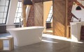 Freistehende Badewanne 160 x 70 cm Ablauf Click Clack Mineralguss Assos