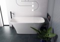 Freistehende Badewanne 160 x 70 cm Ablauf Click Clack Mineralguss Assos