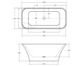 Freistehende Badewanne + Ablage Badewannenbrett BAMBUS 160 x 70 cm Ablauf Click Clack Mineralguss Assos