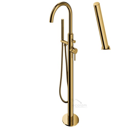 freistehende Standarmatur für Badewanne Wannenarmatur stehend mit Handbrause Gold Y1233GL