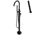 freistehende Standarmatur für Badewanne Wannenarmatur stehend mit Handbrause schwarz black Y1233BL