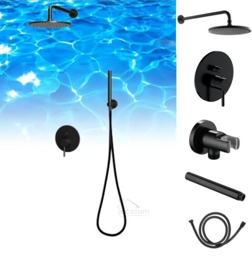 Unterputz Duschsystem Komplett Set Regendusche Y schwarz black