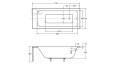 Badewanne Rechteck Talia Premium 170x75 Abmessung