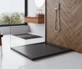 Duschwanne Duschtasse West 120x100 cm flach Rinne black Stein Effekt schwarz