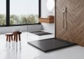 Duschwanne Duschtasse West 120x100 cm flach Rinne black Stein Effekt schwarz