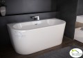 Vorwand-Badewanne freistehende Badewanne 160 x 75 cm Ablauf Click Clack Vista Ablage Badewannenbrett Bambus
