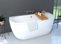 Vorwand-Badewanne freistehende Badewanne 170 x 75 cm Ablauf Click Clack Vista Ablage Badewannenbrett Bambus