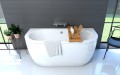 Vorwand-Badewanne freistehende Badewanne 170 x 75 cm Ablauf Click Clack Vista Ablage Badewannenbrett Bambus