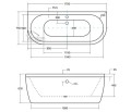 Vorwand-Badewanne freistehende Badewanne 170 x 75 cm Ablauf Click Clack Vista Ablage Badewannenbrett Bambus