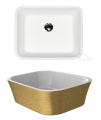 Aufsatzwaschbecken 50 x 40 cm Waschschale Glamour Mineralguss Assos gold Brokat