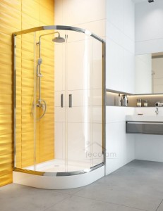 Duschkabine Dusche Viertelkreis transparent Klarglas 90 x 90 x 185 cm R55 Funkia
