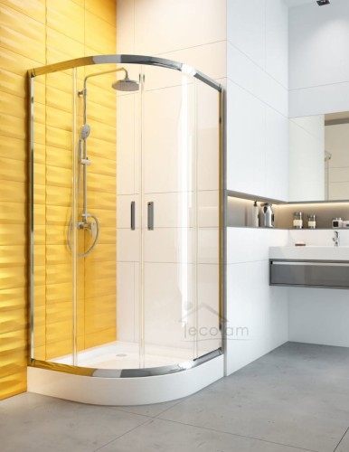 Duschkabine Dusche Viertelkreis transparent Klarglas 90 x 90 x 185 cm R55 Funkia