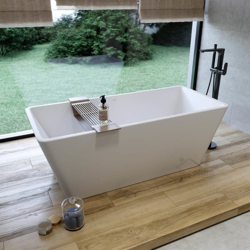 reistehende Badewanne Standbadewanne Rechteck Acryl 162 x 72 cm Click Clack Crea
