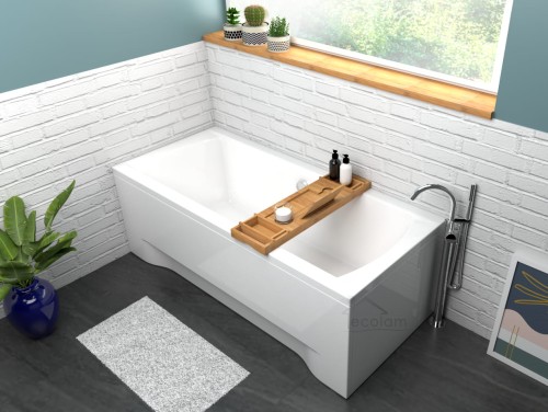 Badewanne Rechteck Ines 180x80 cm + ABLAGE BADEWANNENBRETT BAMBUS