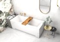 Badewanne Rechteck Modern 180x80 cm Kopfstütze + Ablage Badewannenbrett Bambus