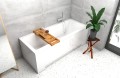 Badewanne Rechteck Modern 180x80 cm Kopfstütze + Ablage Badewannenbrett Bambus