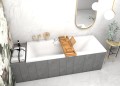 Badewanne Rechteck Modern 180x80 cm Kopfstütze + Ablage Badewannenbrett Bambus