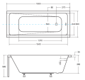 Badewanne Rechteck Modern 180x80 cm Kopfstütze + Ablage Badewannenbrett Bambus
