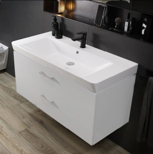 Badmöbel Waschtisch Waschbecken Mille 80 cm + Schrank Lara optional: Click Clack Siphon