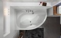 Badewanne Eckwanne Dora 170x110 cm links + ABLAGE BADEWANNENBRETT BAMBUS