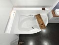 Badewanne Eckwanne Dora 170x110 cm links + ABLAGE BADEWANNENBRETT BAMBUS