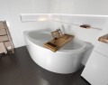 Badewanne Eckwanne Dora 170x110 cm links + ABLAGE BADEWANNENBRETT BAMBUS