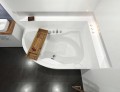 Badewanne Eckwanne Dora 170x110 cm rechts + ABLAGE BADEWANNENBRETT BAMBUS