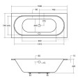 Badewanne Rechteck Vitae 150 x 75 cm NIEDRIGER WANNENRAND SLIM